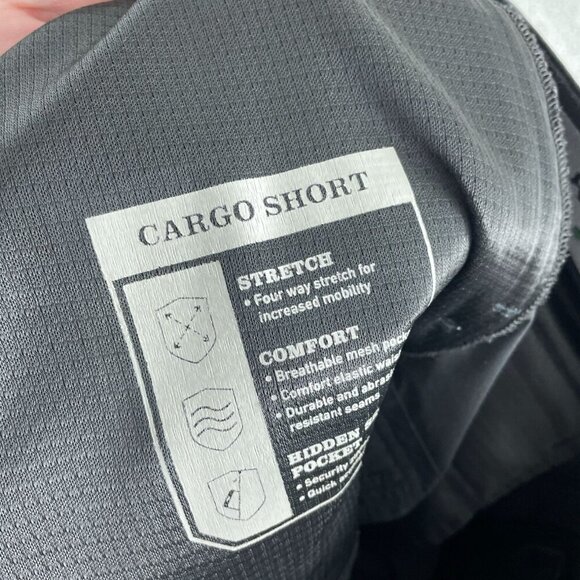 Orvis Mens Black Cargo Shorts Size 32 Stretch Polyester With Pockets 3363 - Picture 3 of 10